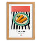 Tamales – on Striped Tablecloth, Mexican Food Wall Decor, set in oak frame