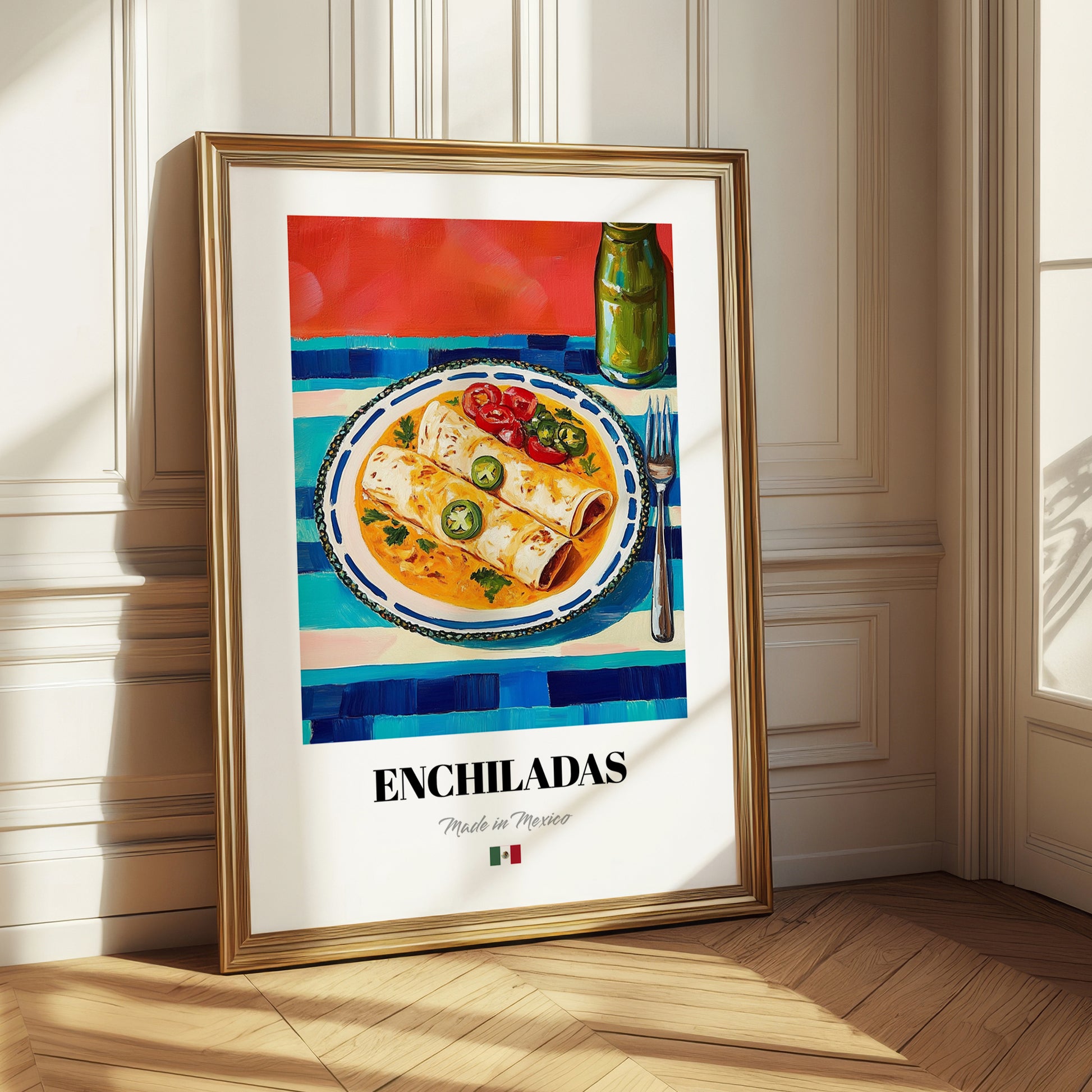 Enchiladas – Colorful Oil Painting, Mexican Food Painting