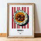 Birria – on Striped Tablecloth, Mexican Food Wall Decor, in wooden frame leaning on the floor