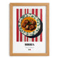 Birria – on Striped Tablecloth, Mexican Food Wall Decor, set in oak frame