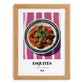 Esquites – on Striped Tablecloth, Mexican Food Print, set in oak frame