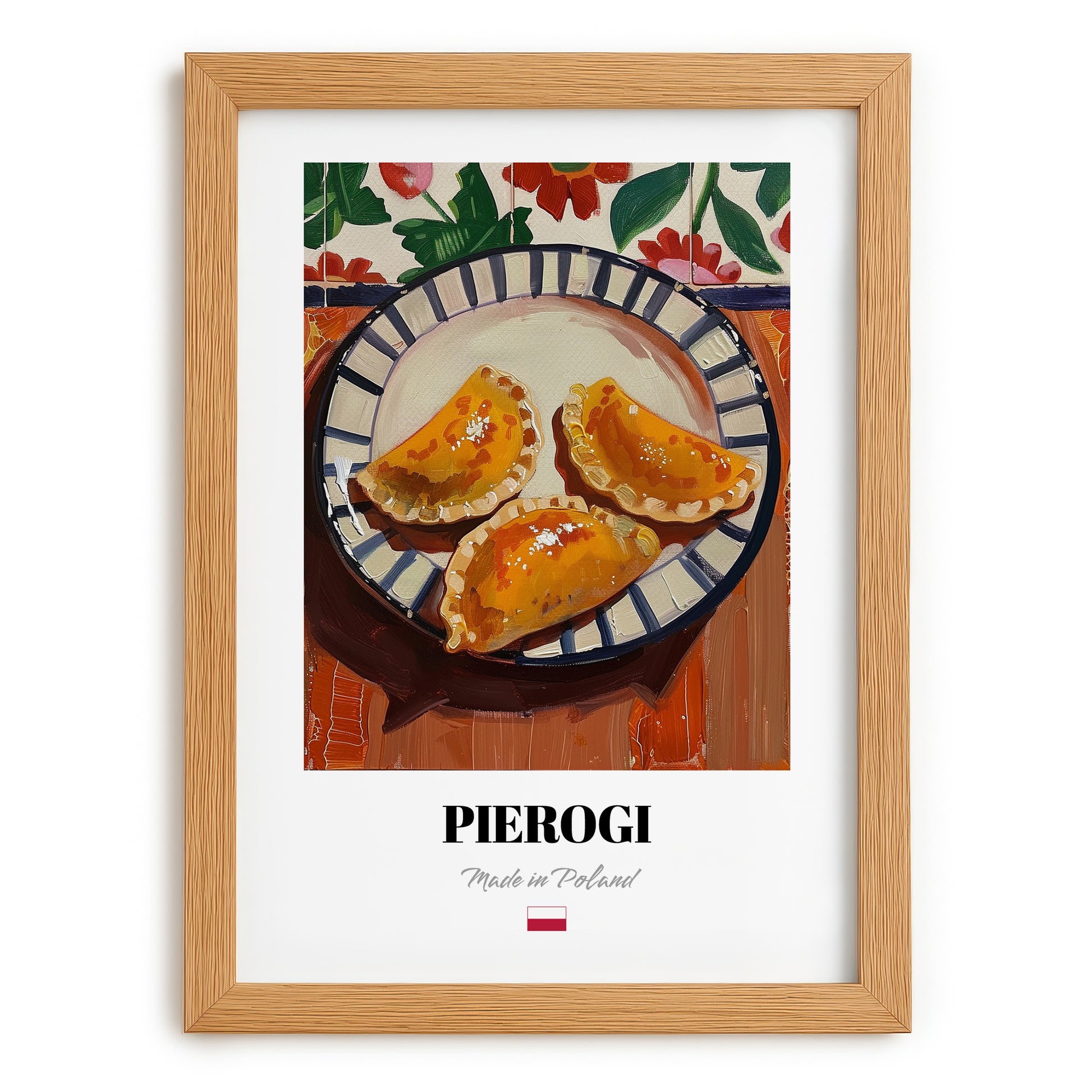 Pierogi – Art, Polish Pastry Poster, set in oak frame