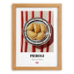 Pierogi – on Striped Tablecloth, Polish Pastry Painting, set in oak frame
