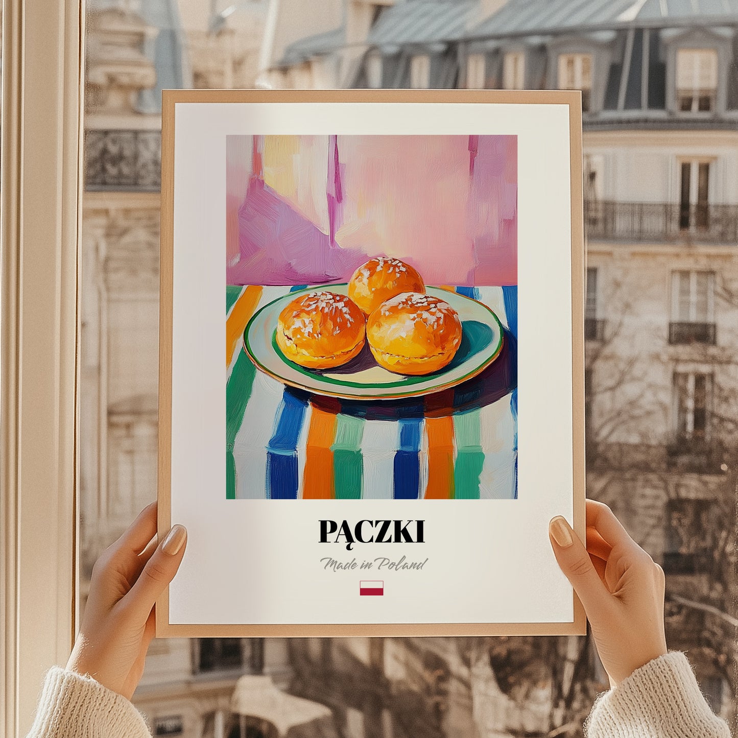 Pączki – Oil Painting, Polish Pastry Poster, styled in a charming Paris street view