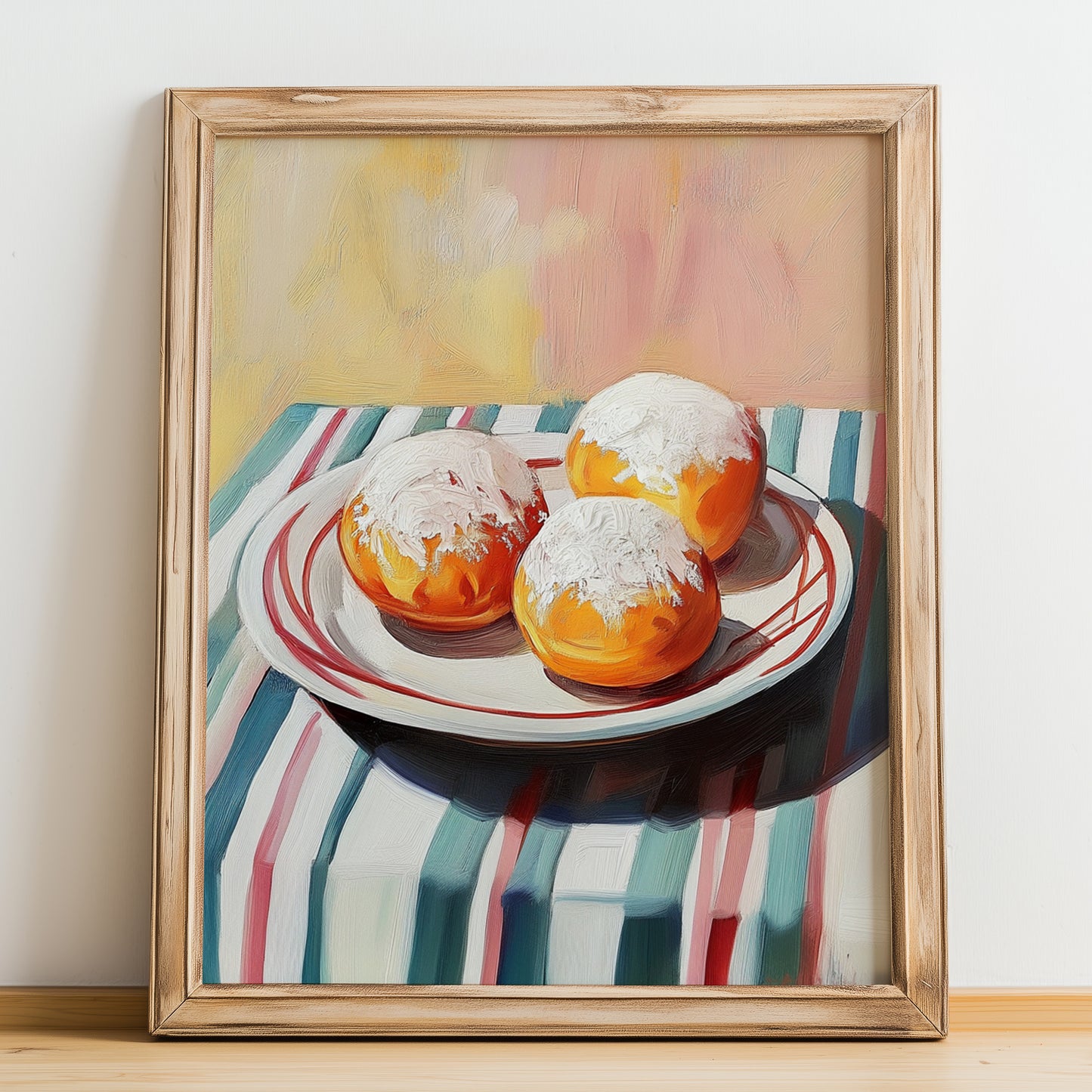 Pączki – Art, Polish Pastry Painting, no-text version framed in wood