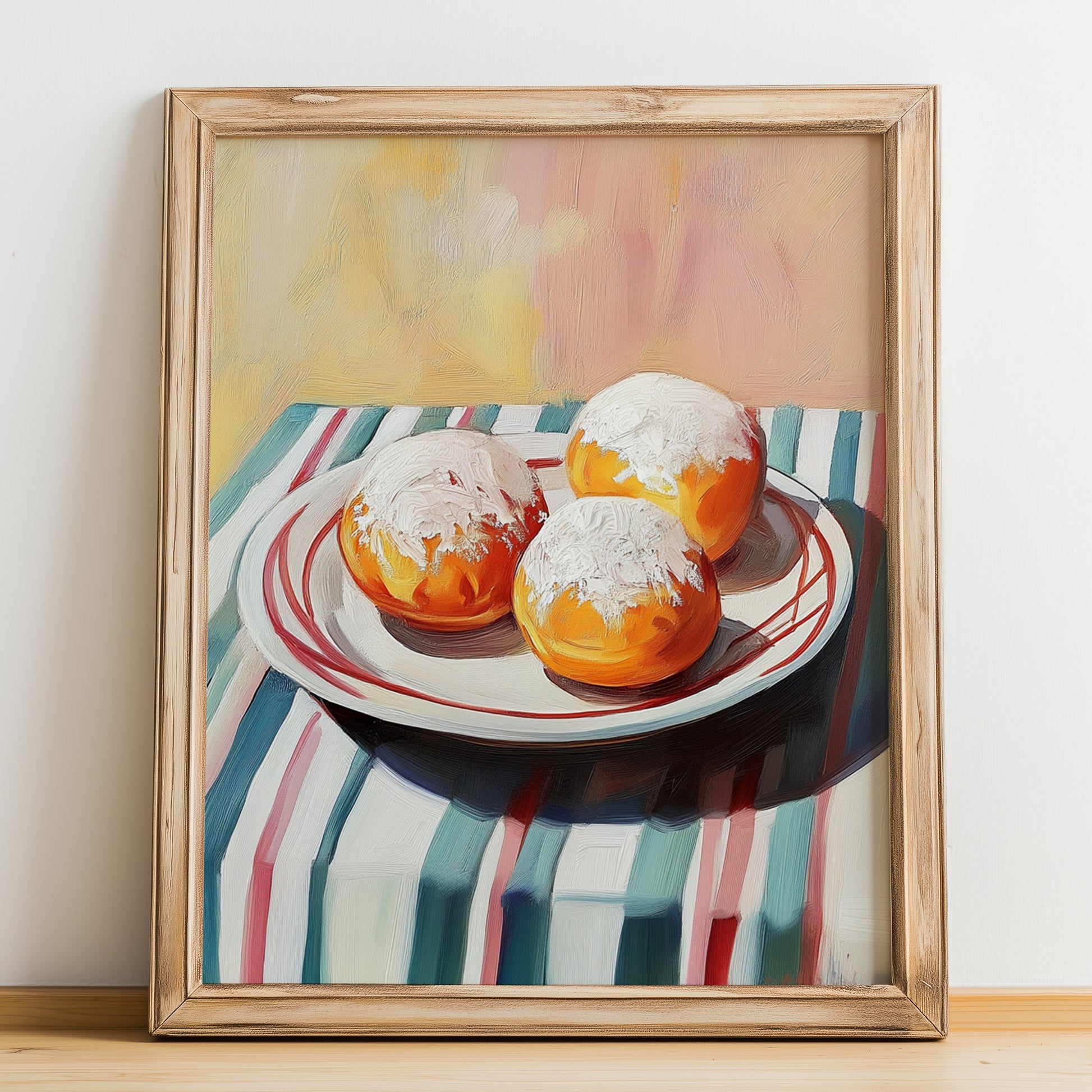Pączki – Art, Polish Pastry Painting, no-text version framed in wood