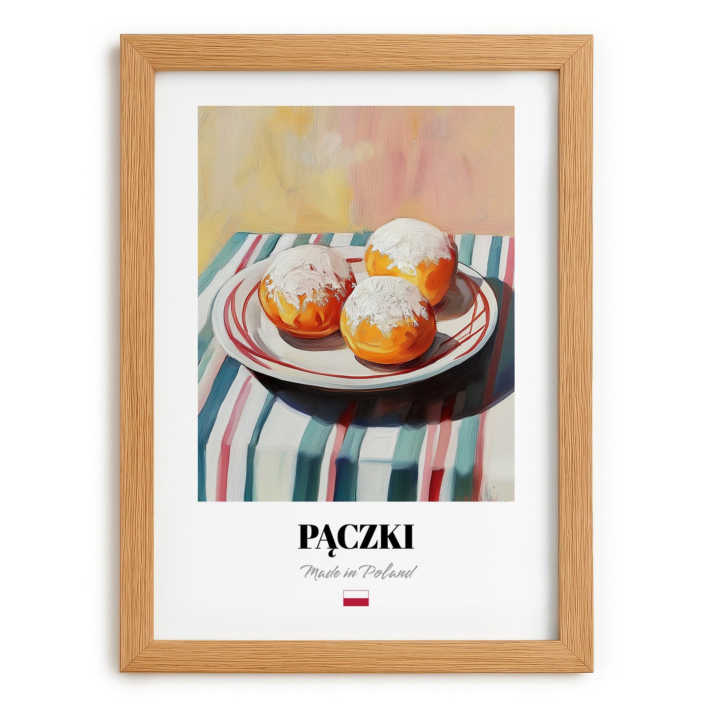 Pączki – Art, Polish Pastry Painting, set in oak frame