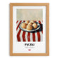 Pączki – on Striped Tablecloth, Polish Pastry Wall Decor, set in oak frame