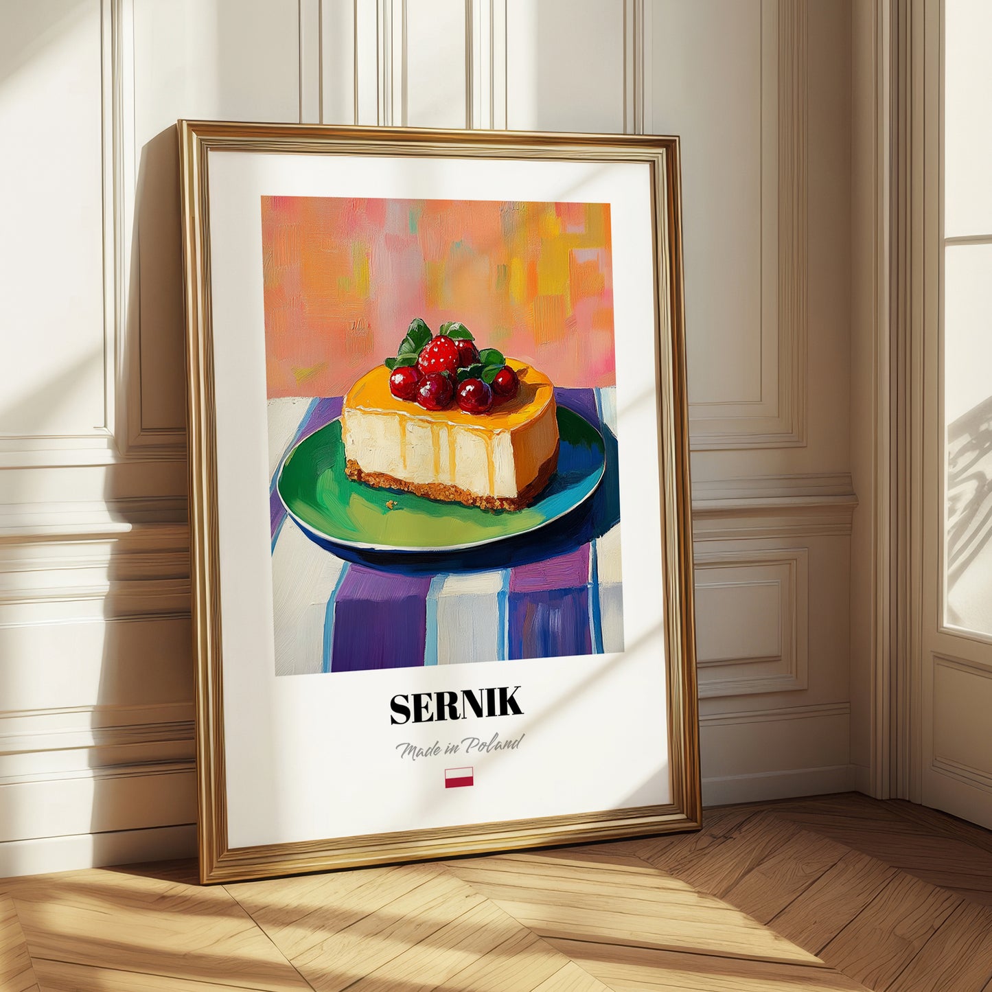 Sernik – Colorful Oil Painting, Polish Dessert Illustration 