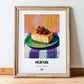 Sernik – Colorful Oil Painting, Polish Dessert Illustration, in wooden frame leaning on the floor