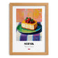 Sernik – Colorful Oil Painting, Polish Dessert Illustration, set in oak frame
