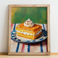 Kremówka (Napoleonka) – Oil Painting, Polish Dessert Wall Poster, no-text version framed in wood