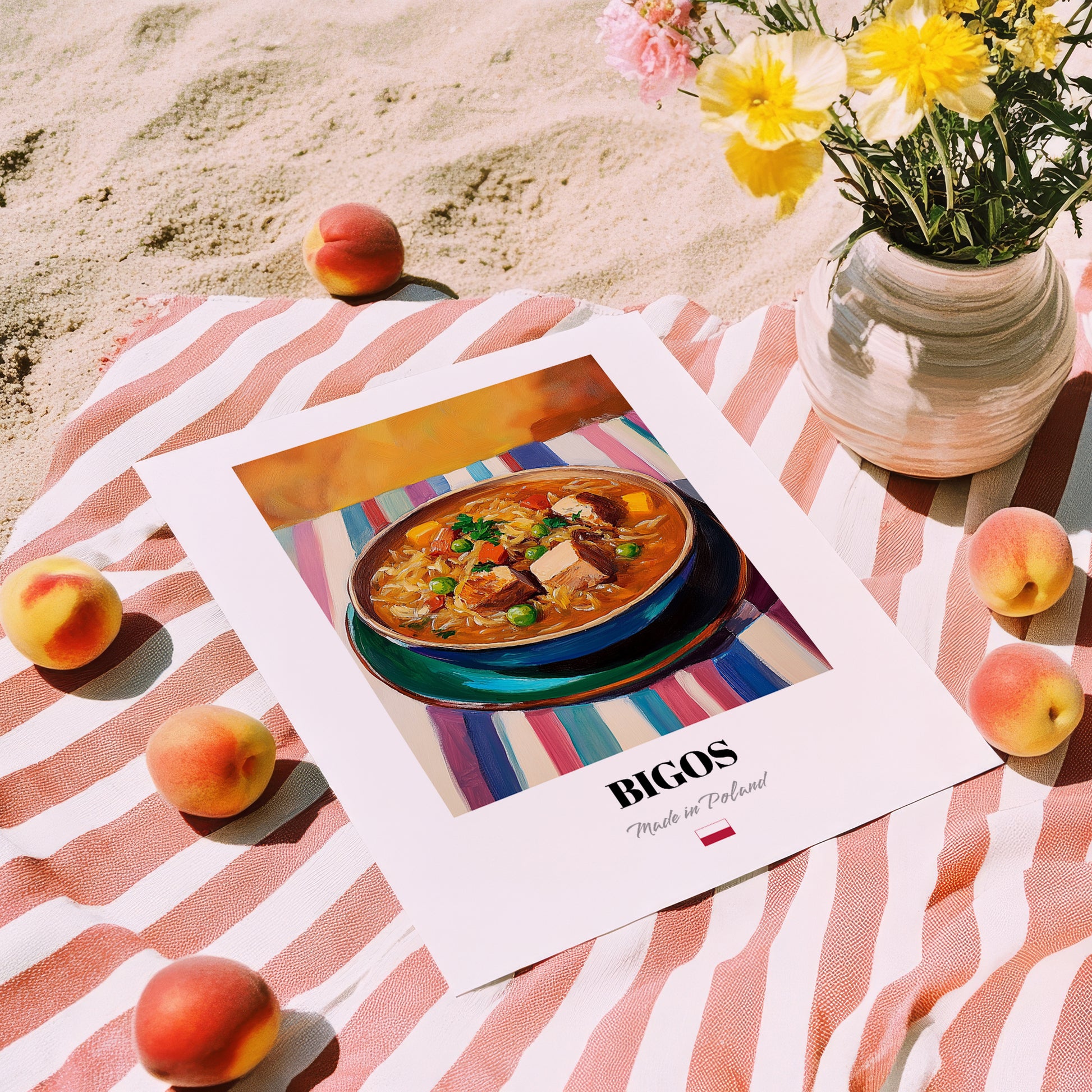 Bigos – Art, Polish Food Still Life, unframed on coastal sand