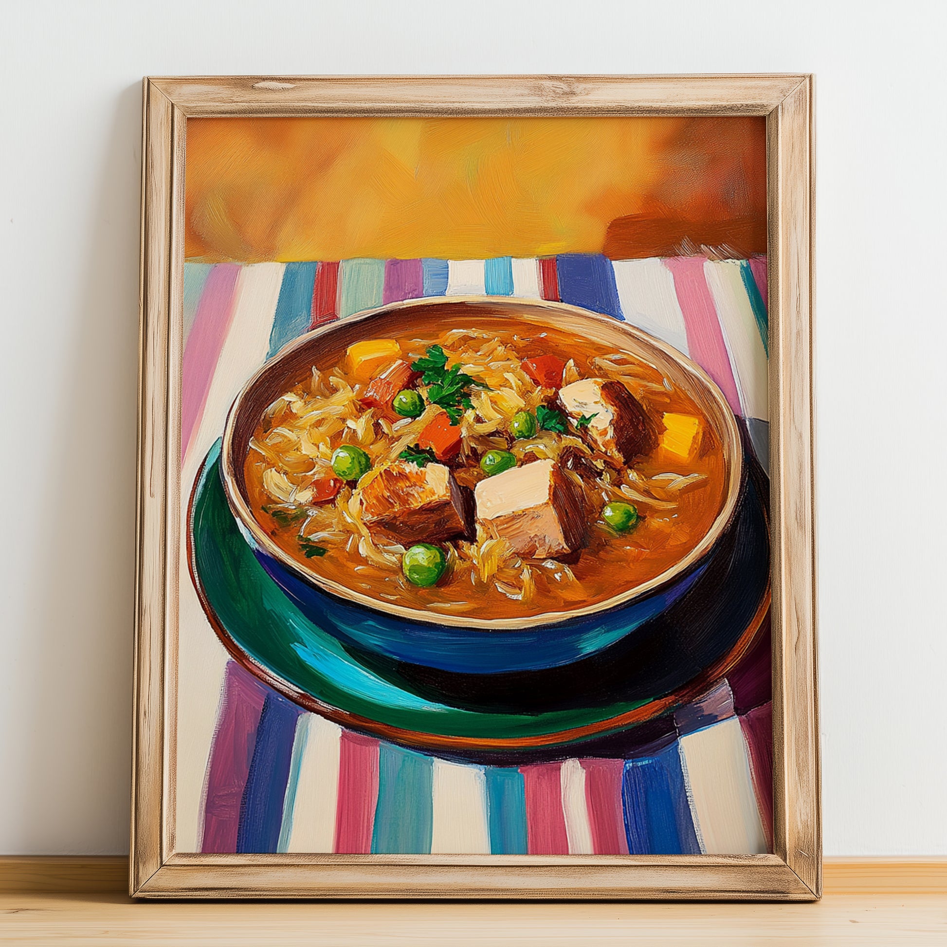 Bigos – Art, Polish Food Still Life, no-text version framed in wood