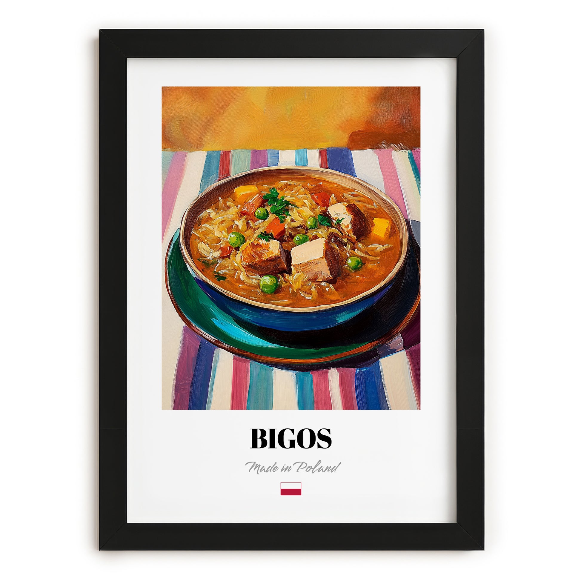 Bigos – Art, Polish Food Still Life, in sleek black frame