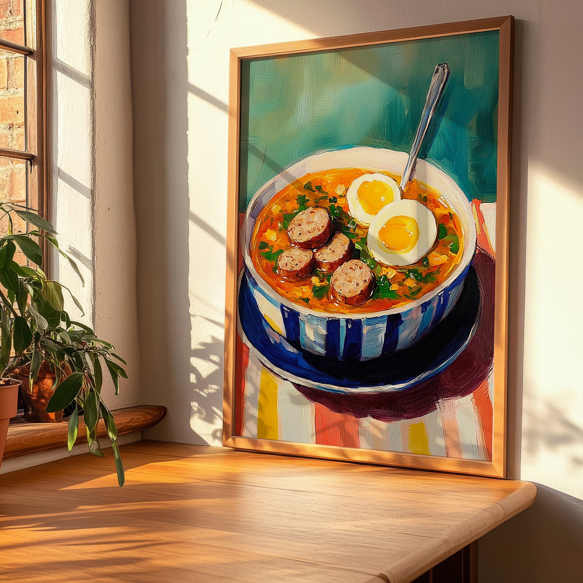 Żurek – Colorful Oil Painting, Polish Food Art, clean layout with no caption