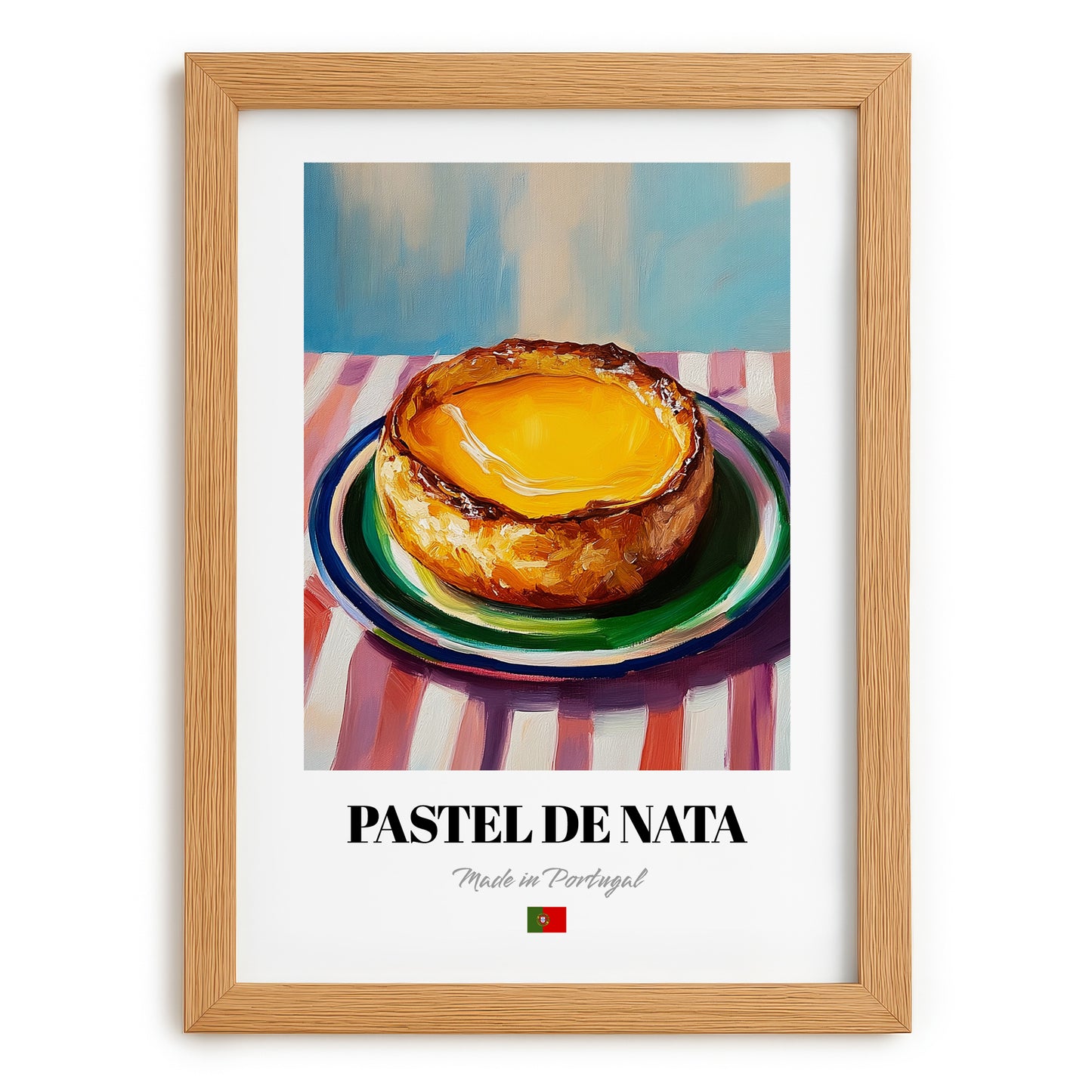 Pastel de Nata – Oil Painting, Portuguese Dessert Print, set in oak frame