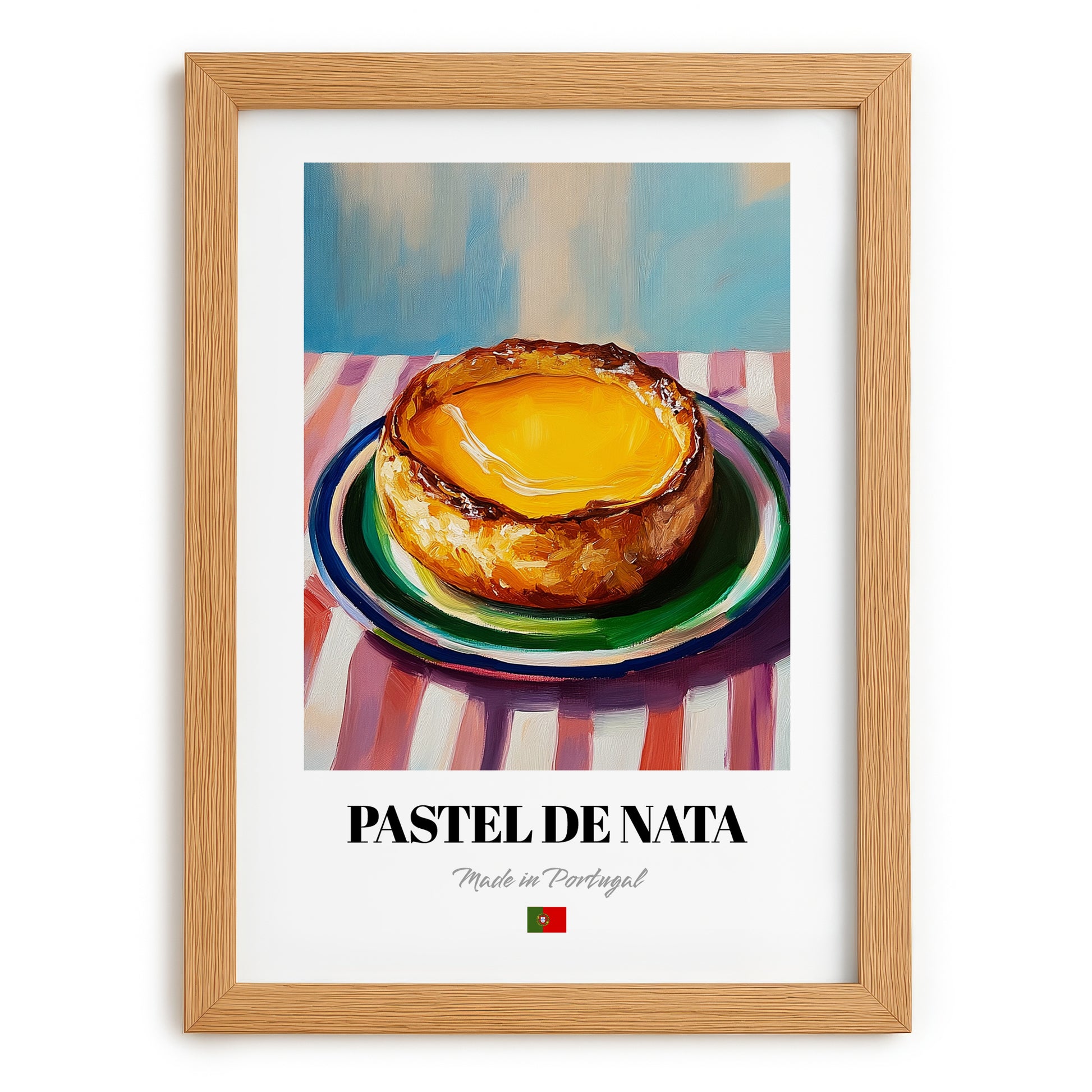 Pastel de Nata – Oil Painting, Portuguese Dessert Print, set in oak frame