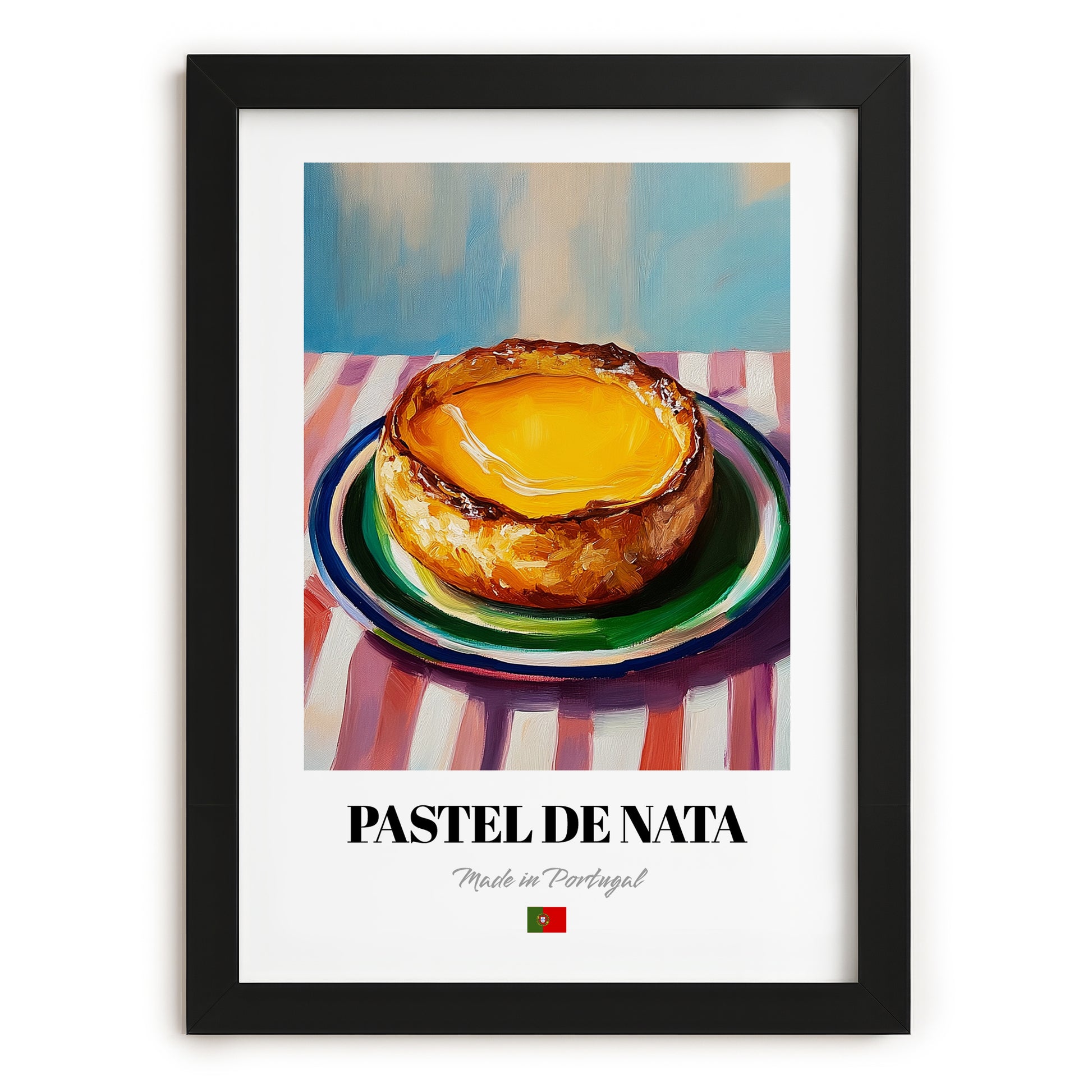 Pastel de Nata – Oil Painting, Portuguese Dessert Print, in sleek black frame