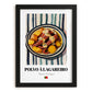 Polvo à Lagareiro – on Striped Tablecloth, Portuguese Food Still Life, in sleek black frame