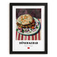 Döner Kebab – on Striped Tablecloth, Turkish Food Painting, in sleek black frame