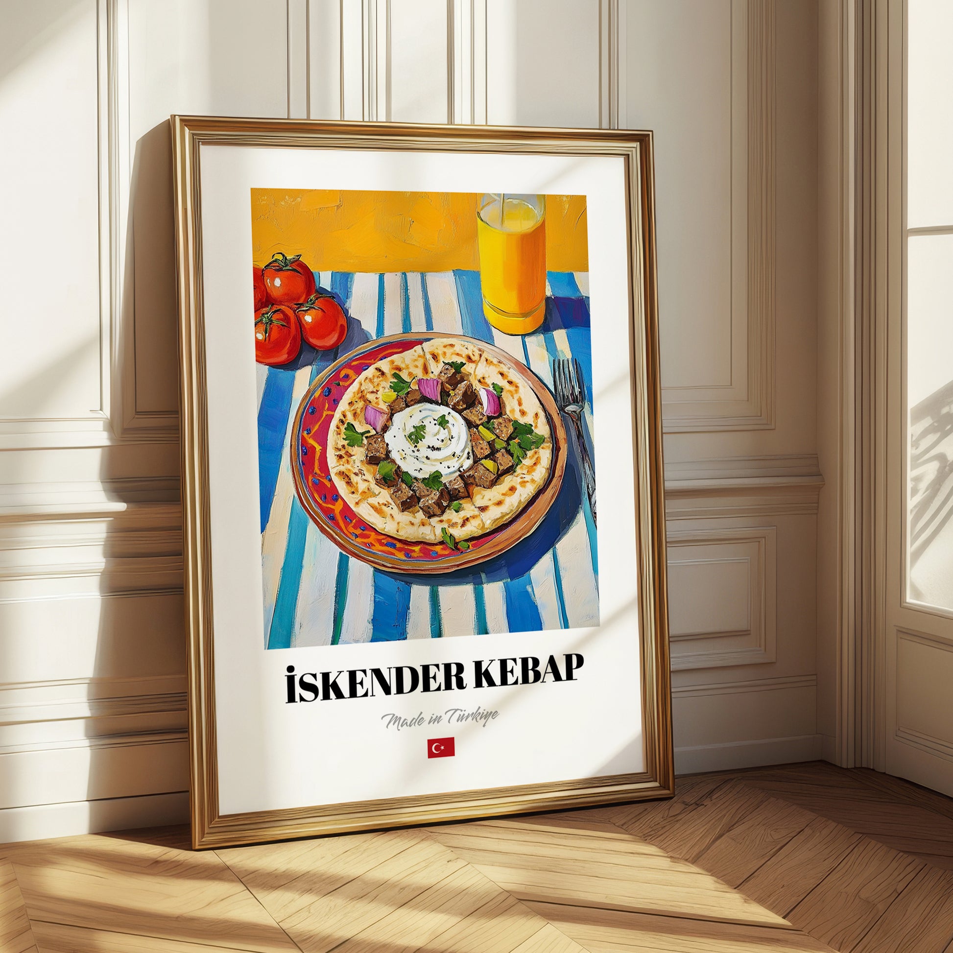 İskender Kebap – Oil Painting, Turkish Food Illustration