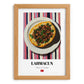 Lahmacun – on Striped Tablecloth, Turkish Food Painting, set in oak frame