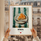 Börek – on Striped Tablecloth, Turkish Pastry Wall Poster, styled in a charming Paris street view