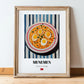 Menemen – on Striped Tablecloth, Turkish Food Wall Decor, in wooden frame leaning on the floor