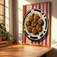 Köfte – on Striped Tablecloth, Turkish Food Wall Painting, clean layout with no caption