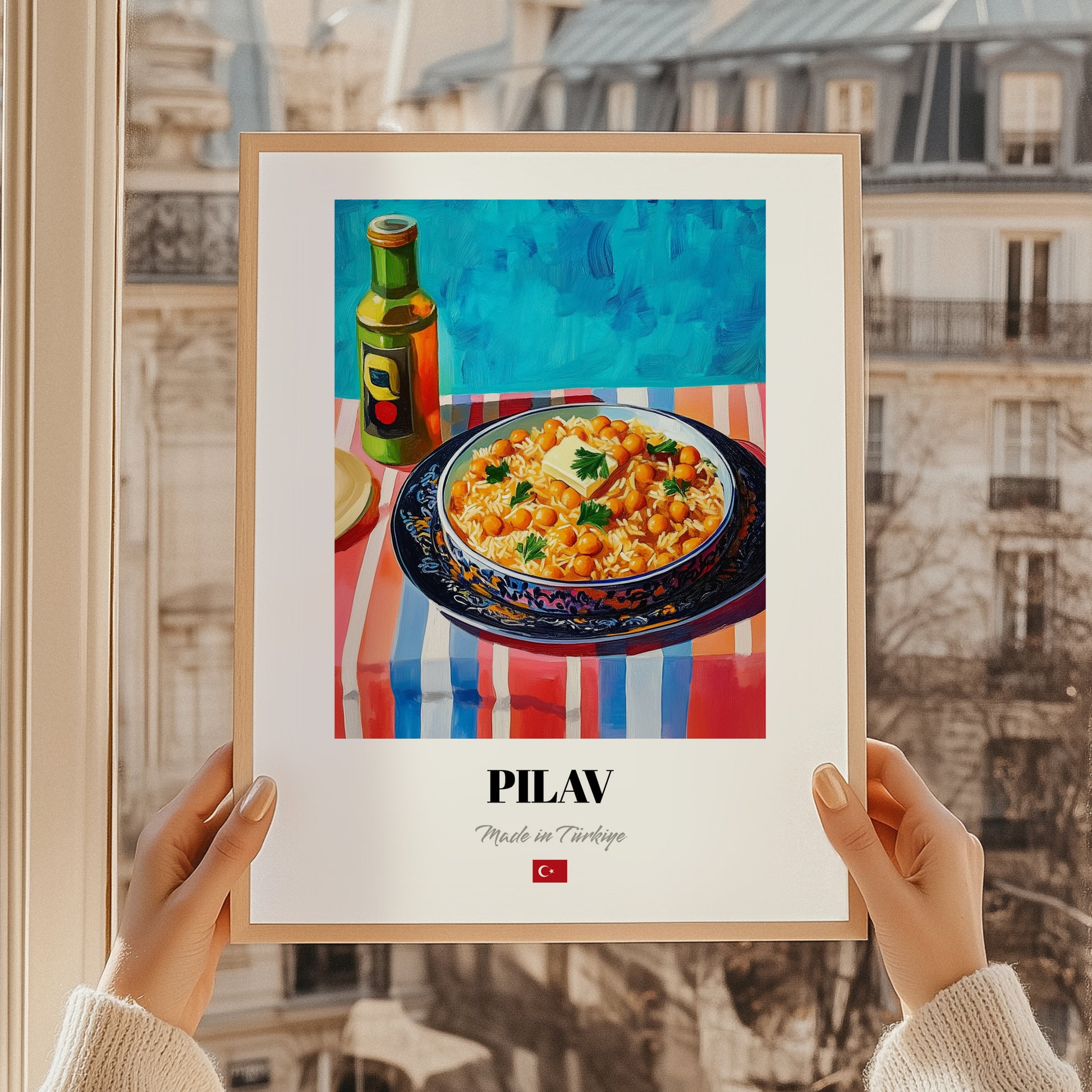 Pilav – Art, Turkish Food Wall Illustration, styled in a charming Paris street view