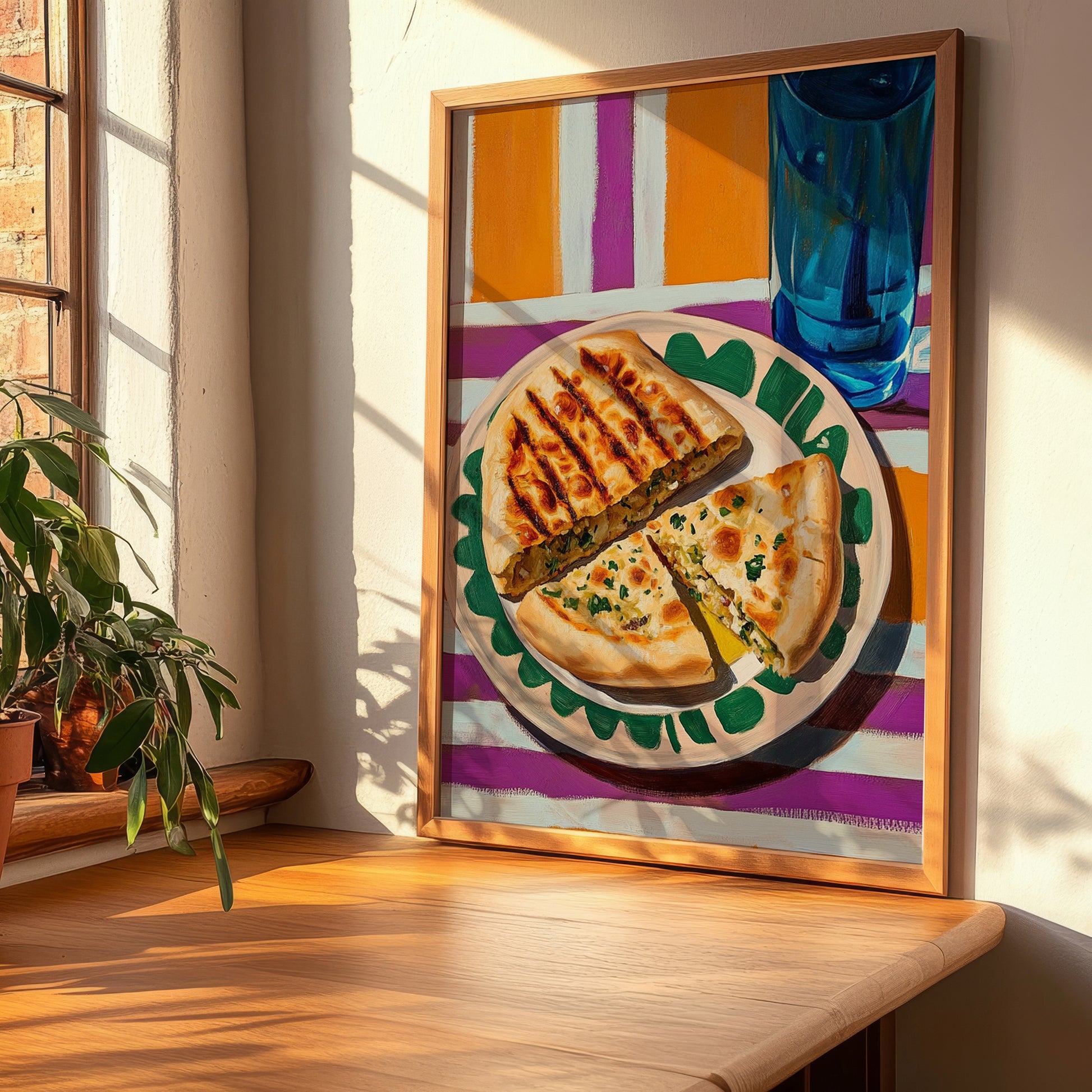Gözleme – Oil Painting, Turkish Pastry Still Life, clean layout with no caption