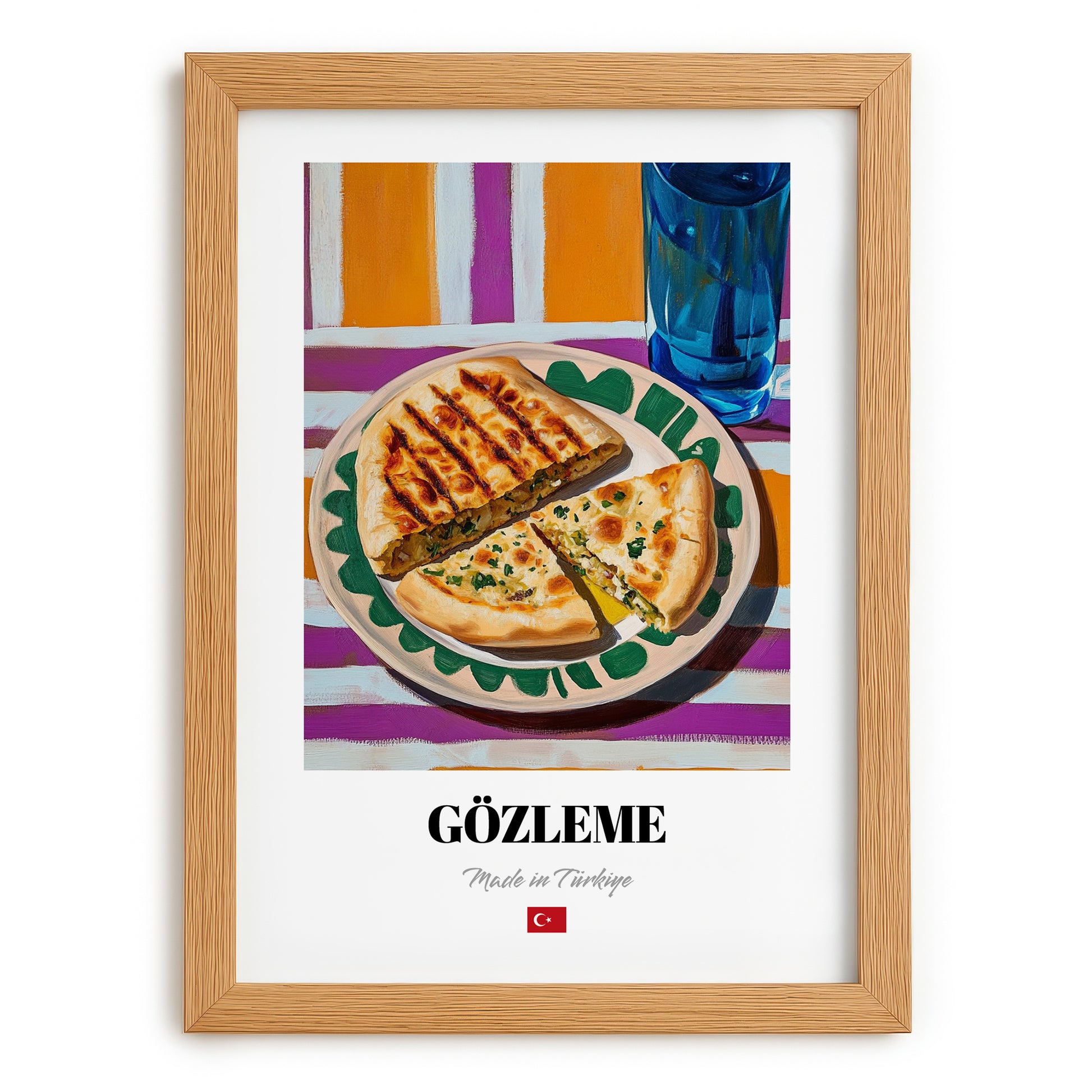 Gözleme – Oil Painting, Turkish Pastry Still Life, set in oak frame