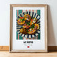 Kumpir – on Striped Tablecloth, Turkish Food Wall Decor, in wooden frame leaning on the floor