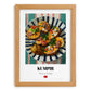 Kumpir – on Striped Tablecloth, Turkish Food Wall Decor, set in oak frame