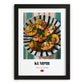 Kumpir – on Striped Tablecloth, Turkish Food Wall Decor, in sleek black frame