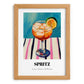 Spritz – on Striped Tablecloth, Italian Cocktail Poster, set in oak frame