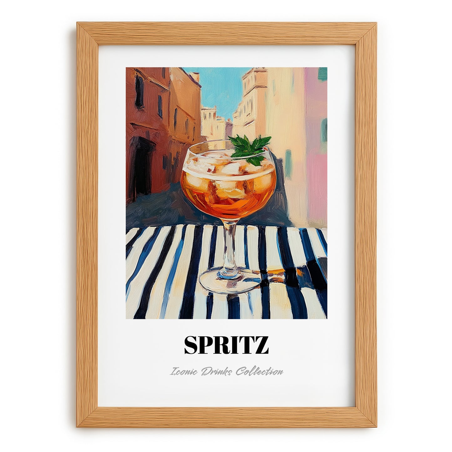 Spritz – Italian Café on the Corner, Italian Cocktail Poster, set in oak frame