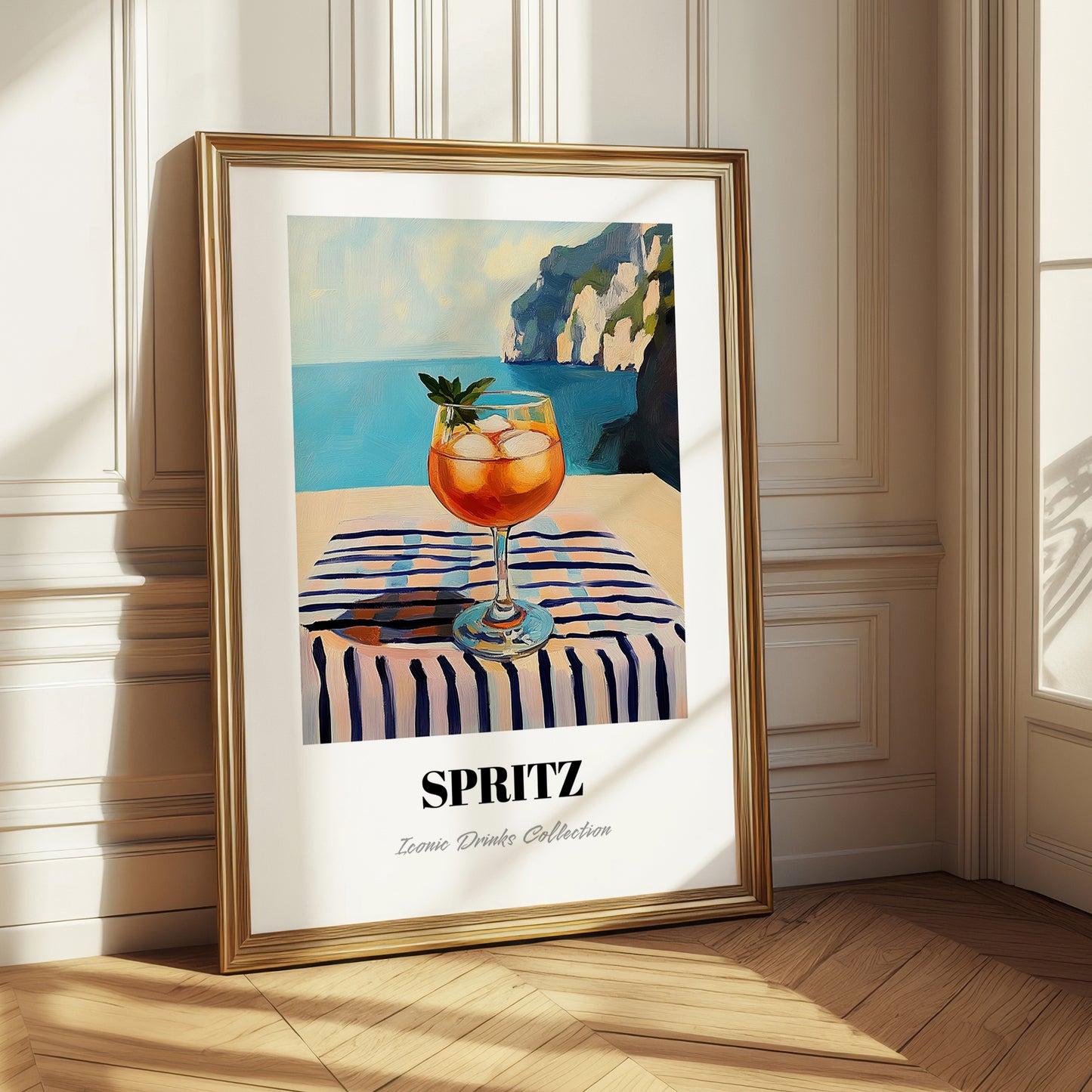 Spritz – Italian Seaside Café Scene, Italian Cocktail Illustration