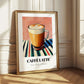 Caffè Latte – on Striped Tablecloth, Italian Coffee Wall Decor