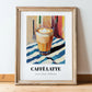 Caffè Latte – Italian Café on the Corner, Italian Coffee Still Life, in wooden frame leaning on the floor