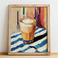 Caffè Latte – Italian Café on the Corner, Italian Coffee Still Life, no-text version framed in wood