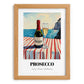 Prosecco – Italian Seaside Café Scene, Italian Wine Still Life, set in oak frame