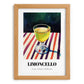 Limoncello – on Striped Tablecloth, Italian Spirit Wall Decor, set in oak frame