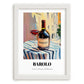 Barolo – Italian Café on the Corner, Italian Wine Illustration, placed in minimal white frame