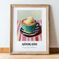 Affogato – on Striped Tablecloth, Italian Food Wall Decor, in wooden frame leaning on the floor