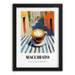 Macchiato – Italian Café on the Corner, Italian Coffee Poster, in sleek black frame