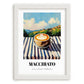 Macchiato – Italian Hilltop Table Scene, Italian Coffee Painting, placed in minimal white frame