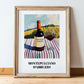 Montepulciano d'Abruzzo – Italian Hillside Café View, Italian Wine Wall Illustration, in wooden frame leaning on the floor