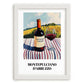 Montepulciano d'Abruzzo – Italian Hillside Café View, Italian Wine Wall Illustration, placed in minimal white frame